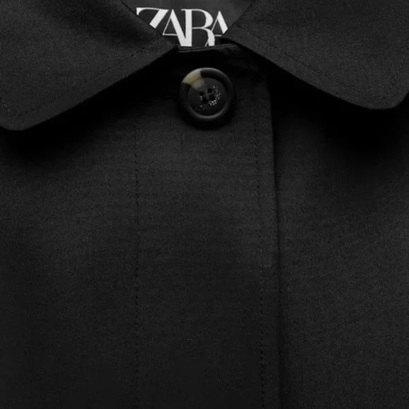 Zara ZW COLLECTION OVERSIZED WATER REPELLENT TRENCH COAT. Black. Size XS. NWT. - Picture 12 of 15